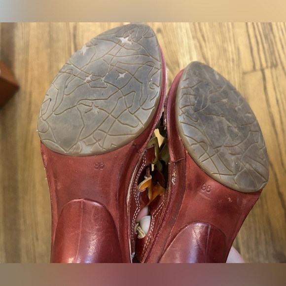 Pikolinos Boho Aztec Leather Mule Slide Open Toe Red  Heel Sandal Size 36 - Picture 11 of 11